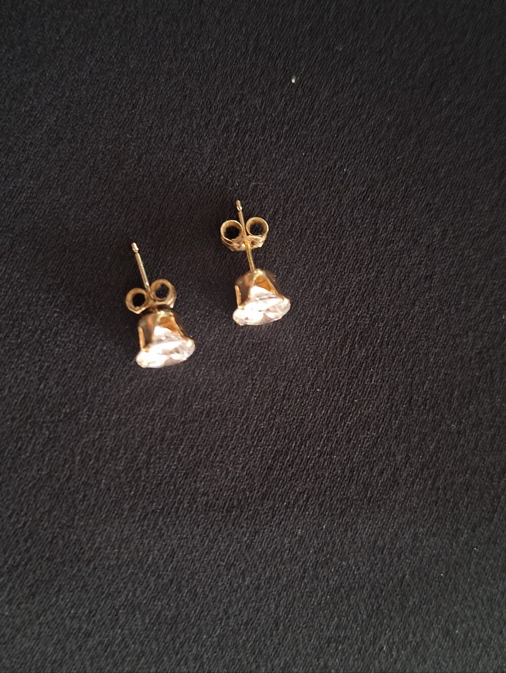 14K Gold CZ Solitaire Stud Earrings 6.4mm Round Basket Set - Picture 7 of 10